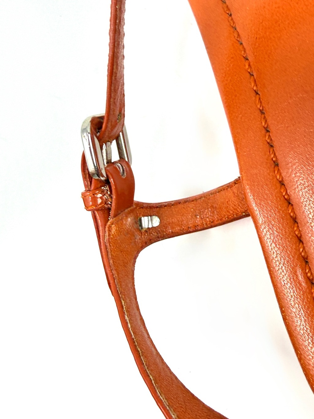 PRADA Triangle Logo Patent Leather Thong Sandals Arancio Orange-Red Size 41 US10 - Picture 13 of 16
